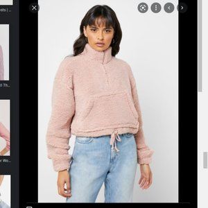 NWOT TopShop Fuzzy Cropped Hoodie size US 6